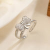 Copper 18K Gold Plated White Gold Plated Simple Style Commute Inlay Bow Knot Zircon Open Rings