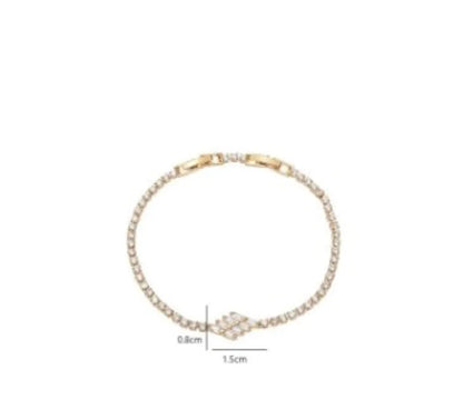 Copper 18K Gold Plated White Gold Plated Simple Style Geometric Inlay Zircon Bracelets