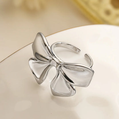 Copper 18K Gold Plated White Gold Plated Simple Style Inlay Bow Knot Zircon Open Rings