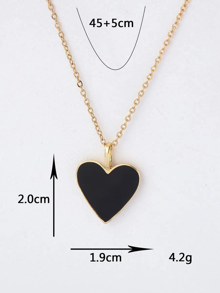 Copper 18K Gold Plated Y2K Heart Shape Enamel Pendant Necklace