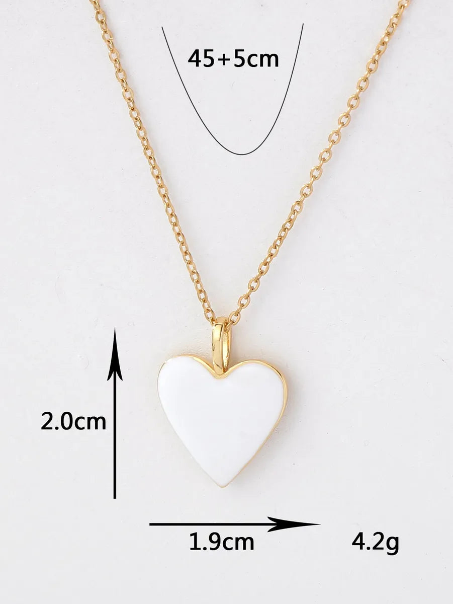 Copper 18K Gold Plated Y2K Heart Shape Enamel Pendant Necklace