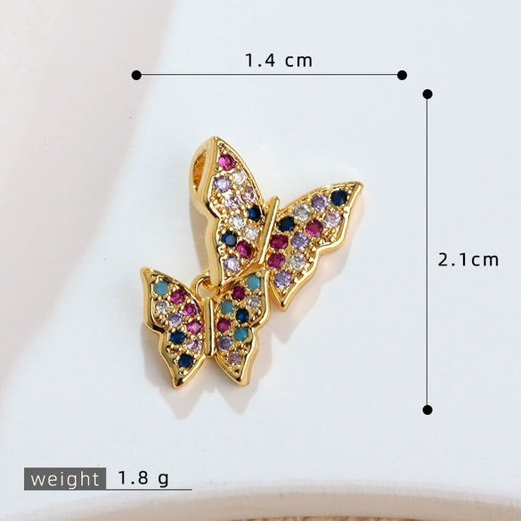 Copper Animal Butterfly Purple Colored Diamond Zircon Electroplated Women's Necklace And Earrings Pendant Accessories