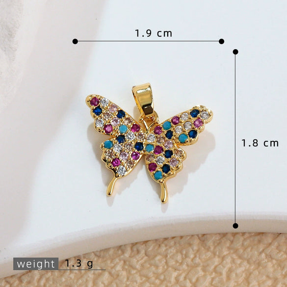 Copper Animal Butterfly Purple Colored Diamond Zircon Electroplated Women's Necklace And Earrings Pendant Accessories