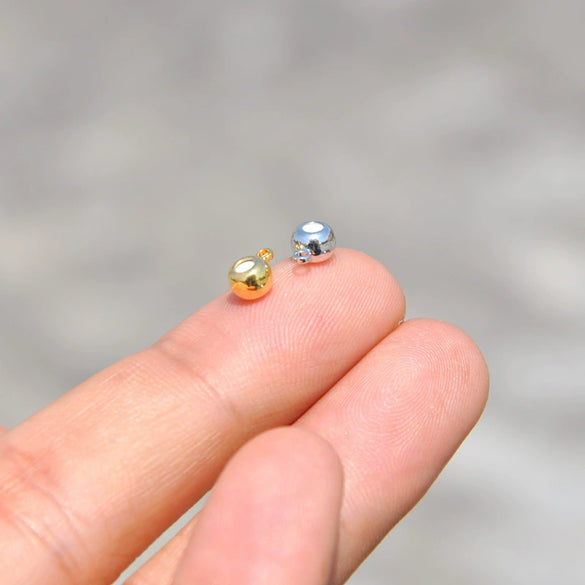 Copper Ball Ear Plug And Stud Handmade Jewelry With 14K Gold Electroplated Treatment