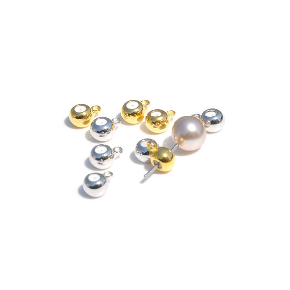Copper Ball Ear Plug And Stud Handmade Jewelry With 14K Gold Electroplated Treatment