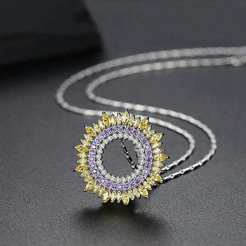 Copper Bamboo Chain Necklace With Zircon Inlaid Geometric Pendant Fashion Jewelry For Women Wholesale