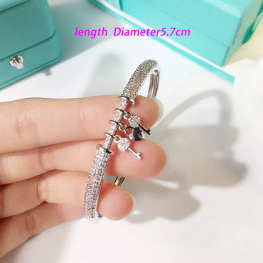 Copper Basic Classic Style Commute Plating Inlay Key Zircon Bangle