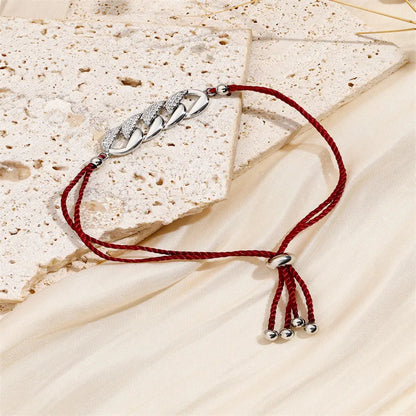 Copper Basic Classic Style Inlay Geometric Splicing Zircon Drawstring Bracelets