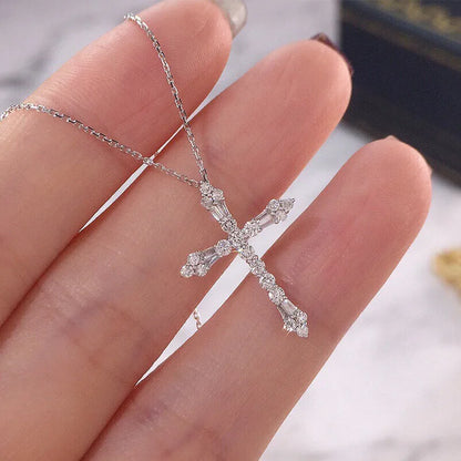 Copper Basic Modern Style Classic Style Inlay Cross Zircon Pendant Necklace