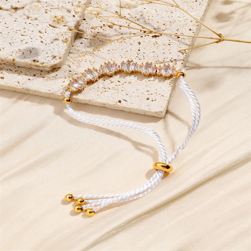 Copper Basic Modern Style Classic Style Inlay Geometric Splicing Zircon Drawstring Bracelets