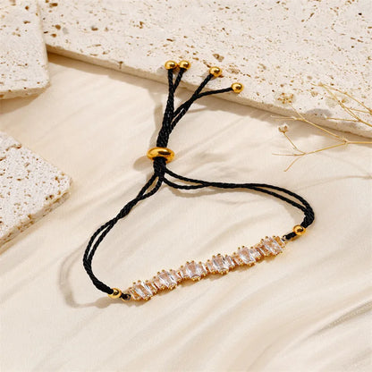 Copper Basic Modern Style Classic Style Inlay Geometric Splicing Zircon Drawstring Bracelets