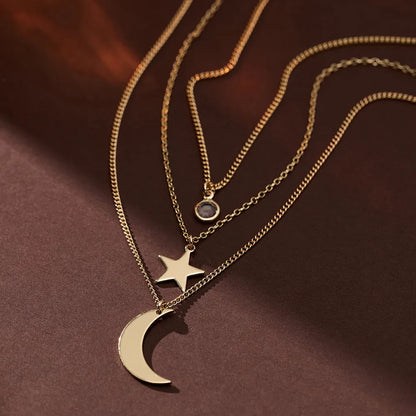 Copper Basic Modern Style Classic Style Inlay Star Moon Zircon Pendant Necklace