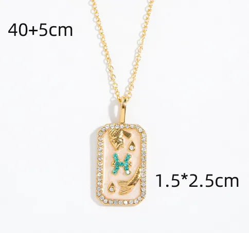 Copper Basic Modern Style Classic Style Plating Inlay Geometric Constellation Zircon Pendant Necklace