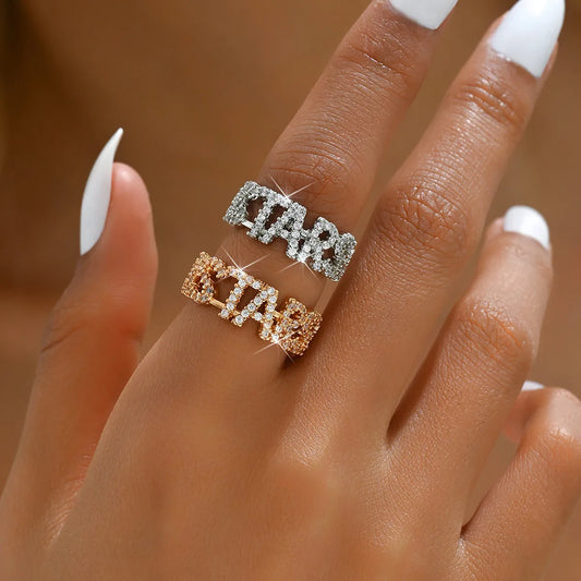 Copper Basic Modern Style Classic Style Plating Inlay U Shape Letter Zircon Open Rings