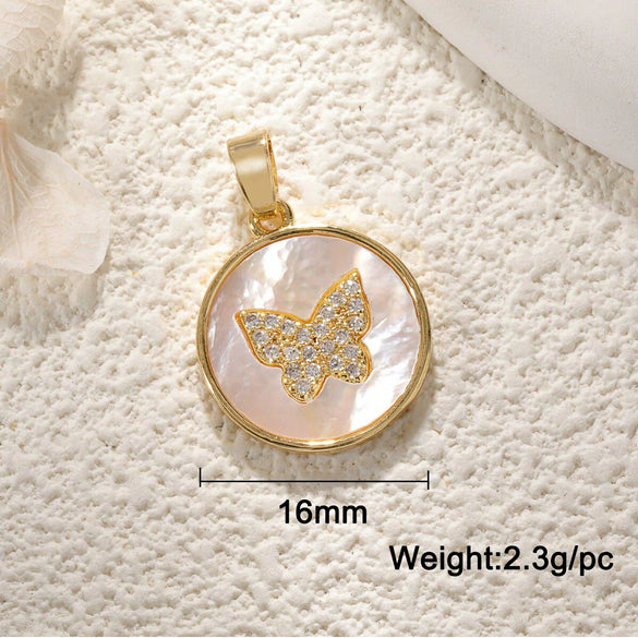 Copper Bee Butterfly Dragonfly Owl Dripping Oil Style Necklace Pendant Diy Accessories With Zircon Abalone Shellfish White Shellfish