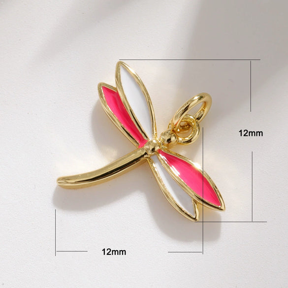 Copper Bee Butterfly Dragonfly Owl Dripping Oil Style Necklace Pendant Diy Accessories With Zircon Abalone Shellfish White Shellfish