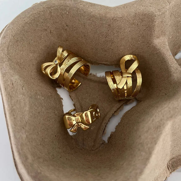 Copper Bow Knot Open Rings