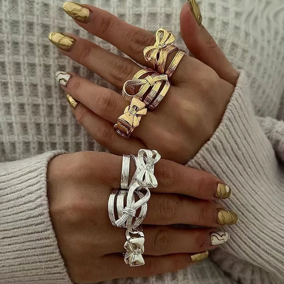 Copper Bow Knot Open Rings