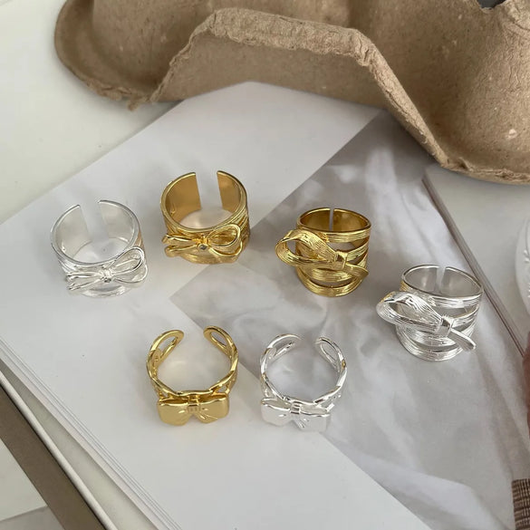 Copper Bow Knot Open Rings