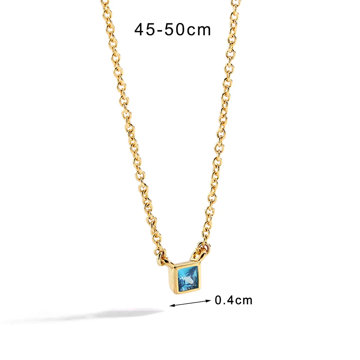 Copper Brass 18K Gold Plated Inlay Round Square Zircon Necklace