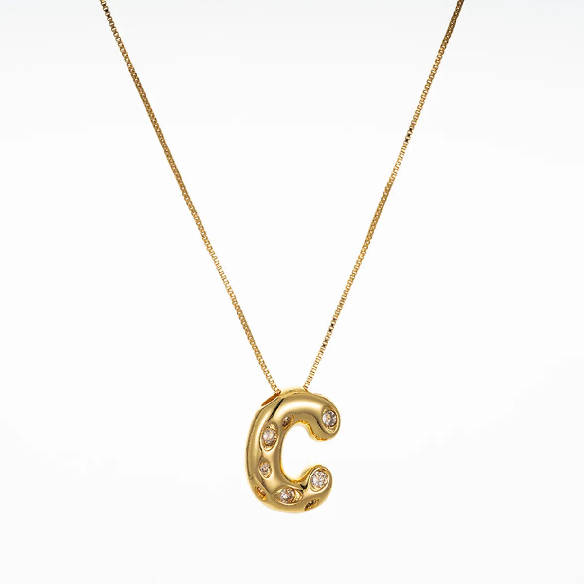 Copper Brass Gold Plated Elegant Glam Solid Color Plating Inlay Letter Zircon Pendant Necklace