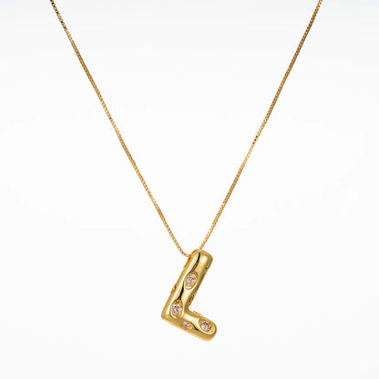 Copper Brass Gold Plated Elegant Glam Solid Color Plating Inlay Letter Zircon Pendant Necklace