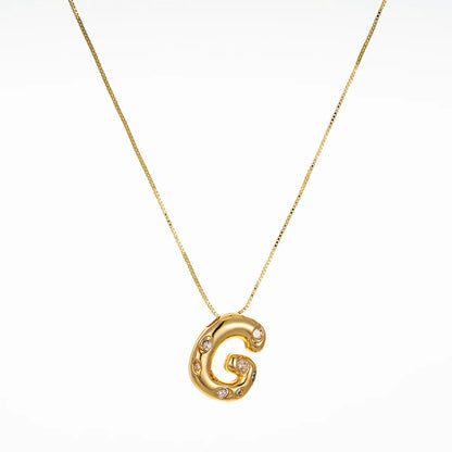 Copper Brass Gold Plated Elegant Glam Solid Color Plating Inlay Letter Zircon Pendant Necklace