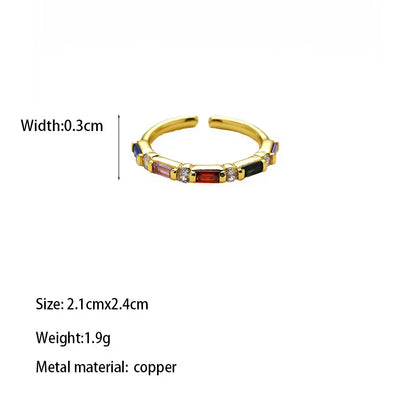 Copper Brass Gold Plated Romantic Simple Style Artistic Asymmetrical Inlay Water Droplets Zircon Open Rings