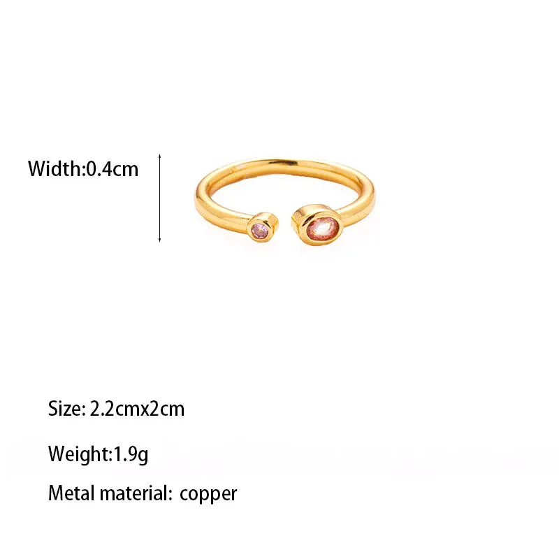 Copper Brass Gold Plated Simple Style Shiny Asymmetrical Inlay Geometric Zircon Open Rings