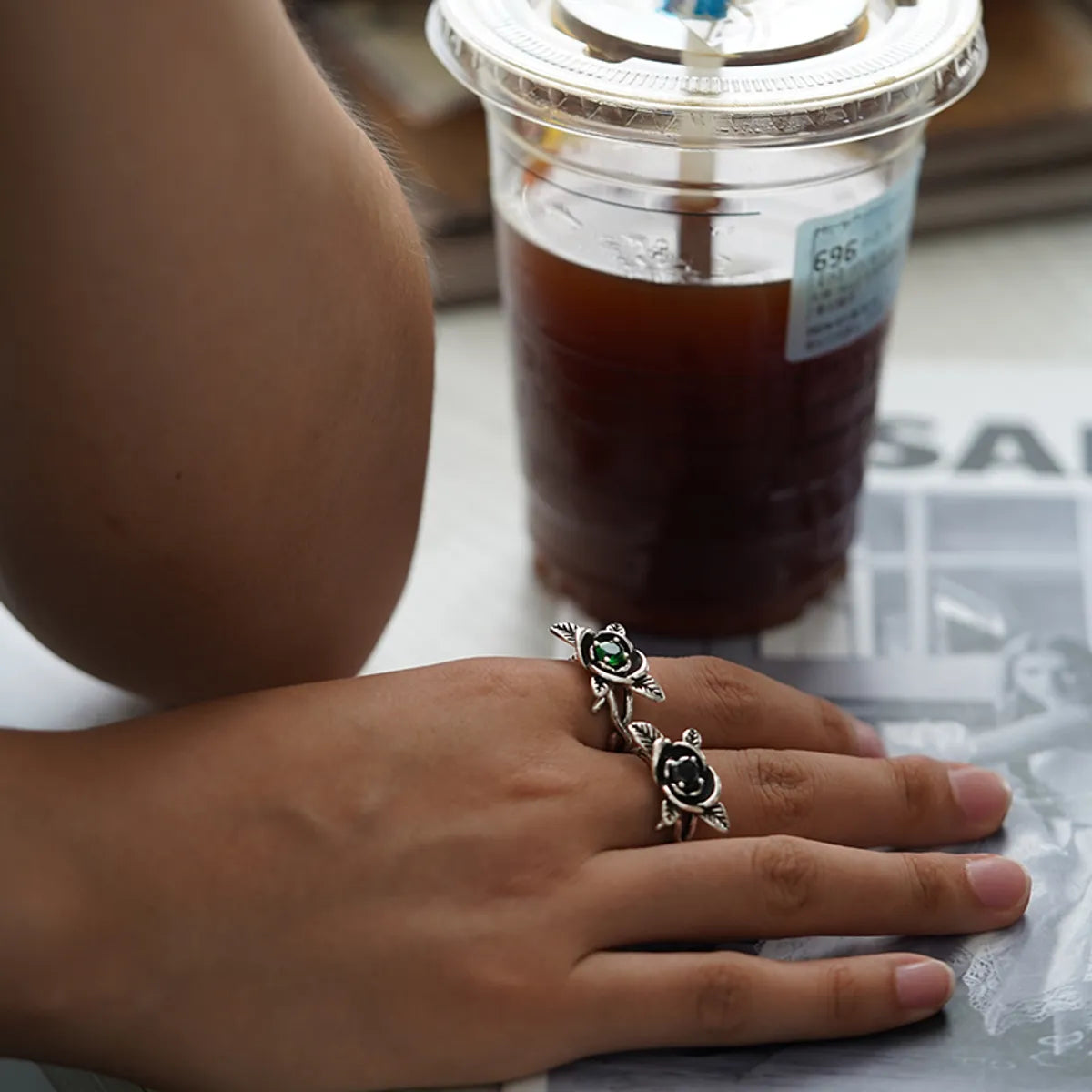 Copper Brass Silver Plated Plating Round Flower Zircon Open Rings