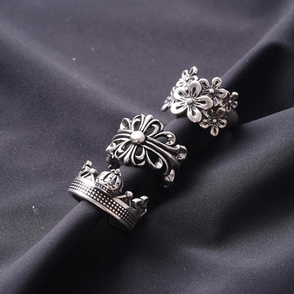 Copper Brass Silver Plated Plating Round Flower Zircon Open Rings