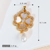 Copper Brushed Zircon Fourleaf Clover Flower Electroplated Necklace Pendant For Women