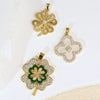 Copper Brushed Zircon Fourleaf Clover Flower Electroplated Necklace Pendant For Women