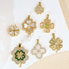 Copper Brushed Zircon Fourleaf Clover Flower Electroplated Necklace Pendant For Women