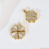 Copper Brushed Zircon Fourleaf Clover Flower Electroplated Necklace Pendant For Women