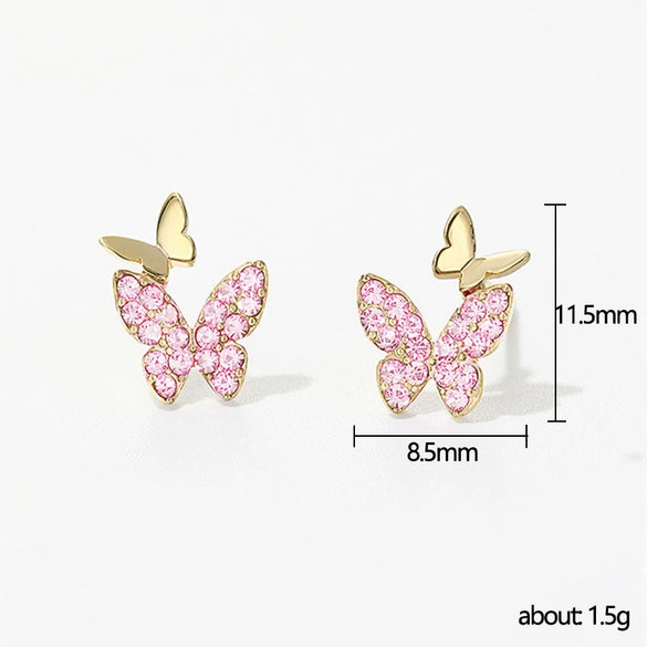 Copper Butterfly And Bow Ear Studs