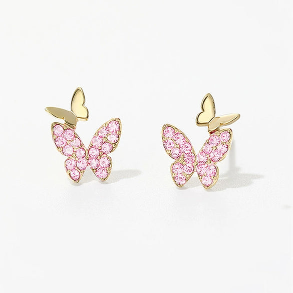 Copper Butterfly And Bow Ear Studs