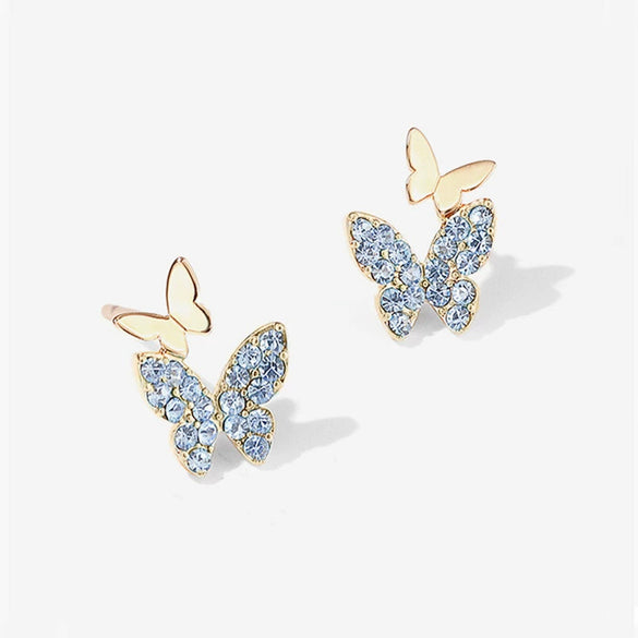 Copper Butterfly And Bow Ear Studs