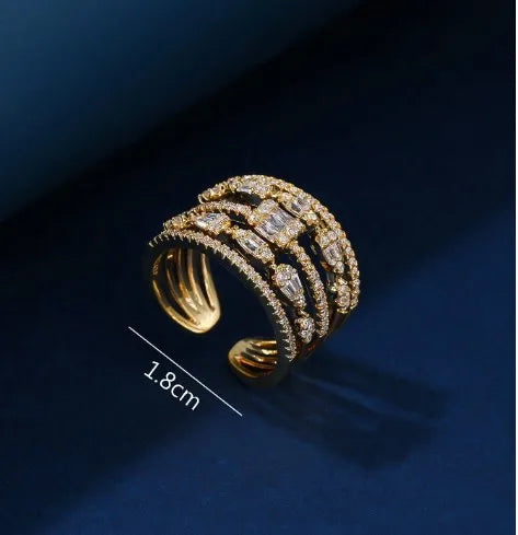 Copper Casual Commute Shiny Plating Inlay Geometric Zircon Rings