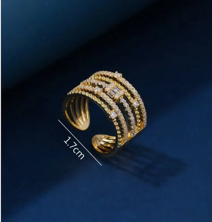 Copper Casual Commute Shiny Plating Inlay Geometric Zircon Rings