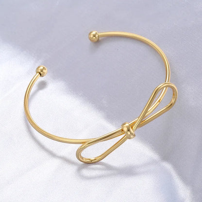 Copper Casual Elegant Simple Style Bow Knot Bangle