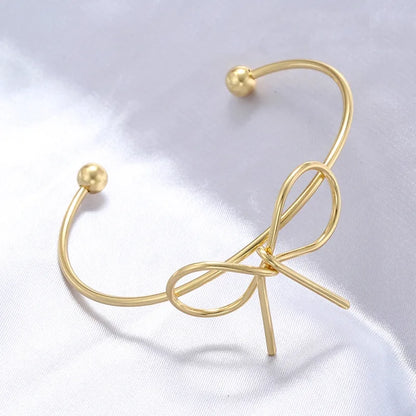 Copper Casual Elegant Simple Style Bow Knot Bangle