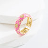 Copper Casual Simple Style Enamel Inlay Geometric Zircon Open Rings