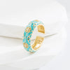 Copper Casual Simple Style Enamel Inlay Geometric Zircon Open Rings