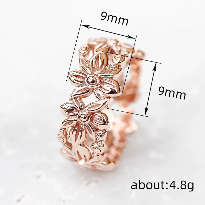 Copper Casual Sweet Plating Flower Rings