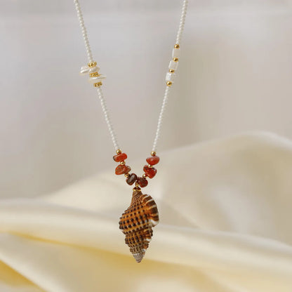 Copper Conch Shell Pendant Necklace