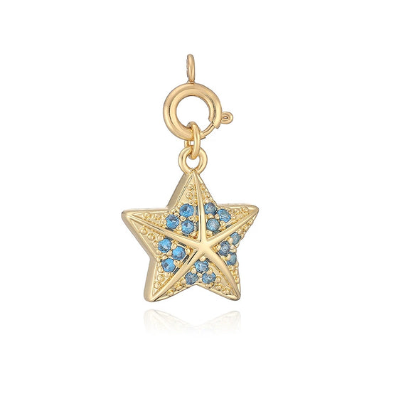 Copper Crab Turtle And Starfish Pendant With Pearl Detail And Drip Oil Finish For Bracelets And Necklaces