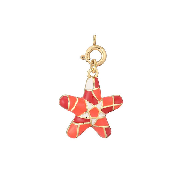 Copper Crab Turtle And Starfish Pendant With Pearl Detail And Drip Oil Finish For Bracelets And Necklaces