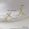 Copper Cross Earrings Microinlay Real Gold Electroplated Jewelry