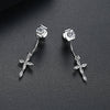 Copper Cross Earrings With Zircon Inlay Detachable Twoway Design Electroplated Geometric Fashion Jewelry For Women